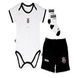 Kit Body Shorts E Meia Corinthians Rêve D Or Sport Bebê Unissex Branco Preto G