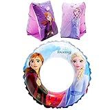 Kit Boias Frozen Para Meninas Par De Boia De Braço Boia Circular Para Cintura Salva Vidas Infantil Praia E Piscina