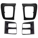 Kit Bojo Mais Moldura Aro Farol Caminhão Mb Cará Preta 1113