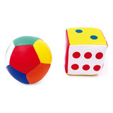 Kit Bola E Dado Brinquedo Infantil Bebê Com Chocalho C 2