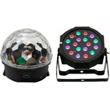 Kit Bola Maluca Globo Projetor 18 Leds Dmx Dj Evento Buffets