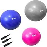 Kit Bola Suíça De Pilates Fisioterapia 55cm 65cm 75cm Azul Cinza E Rosa Odin Fit