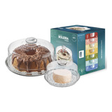 Kit Boleira Vitazza E Queijeira Petit Poa De Vidro Decoração