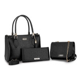 Kit Bolsa Feminina 3 Peças Bolsas Medias Carteira Promoção