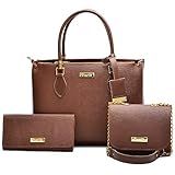 Kit Bolsa Feminina 3 Peças Quadrada Grande Baú E Carteira Caramelo 20010 Duart S