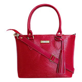Kit Bolsa Feminina Carteira Linda Em Willibags Cor Vermelho Desenho Do Tecido Liso