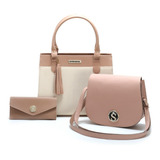 Kit Bolsa Feminina Grande Pequena Carteira alça Lateral