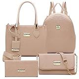 Kit Bolsa Feminina Média Bolsa Festa Mochila Carteira Nude