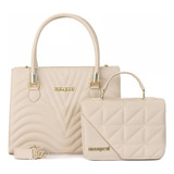 Kit Bolsa Feminina Transversal Ombro Bolsa Pequena Lateral Cor Marfim