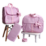 Kit Bolsa Mala Maternidade Luxo 3 Peças Menina Menino Cor Rosa