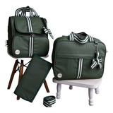 Kit Bolsa Mala Maternidade Luxo 3 Peças Menina Menino Cor Verde