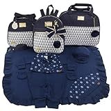 KIT BOLSA MATERNIDADE 3 PEÇAS CHEVRON SAIDA MATERNIDADE MENINO Marinho 