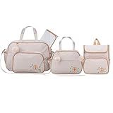 Kit Bolsa Maternidade 3 Peças Com Mochila Garden Infantil Espaçosa Impermeável Bege Espera Feliz Baby
