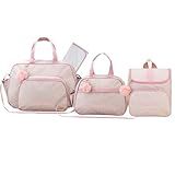 Kit Bolsa Maternidade 3 Peças Com Mochila Garden Infantil Espaçosa Impermeável Espera Feliz Baby Bege Com Rosa 