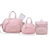 Kit Bolsa Maternidade 3 Peças Com Mochila Garden Infantil Espaçosa Impermeável Rosa Espera Feliz Baby