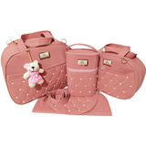 Kit Bolsa Maternidade Mala Bebê Príncipe Princesa  pingente Cor Rosé