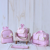 Kit Bolsa Saída Maternidade Feminina Rosa Com Mochila Beb