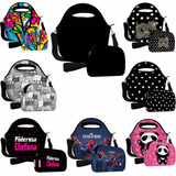 Kit Bolsa Térmica Feminina Lancheira Necessaire Neoprene