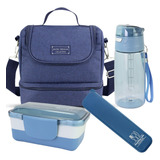 Kit Bolsa Térmica Lancheira Marmita Garrafa Porta Talher Fit