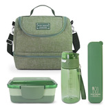 Kit Bolsa Térmica Pote Marmita 950ml Garrafa 550ml E Porta