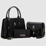 Kit Bolsa Tote Média E Bolsa Envelope Com Carteira Selten