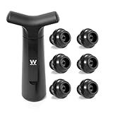 Kit Bomba De Vácuo Para Garrafa De Vinho 6 Rolhas Pretas Com Datador Wine Cia