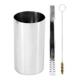 Kit Bomba E Copo Redondo Terere 19cm Aço Inox Lisa Filet