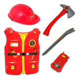 Kit Bombeiro Infantil Brinquedo Profissão Fantasia Colete Pl