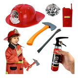 Kit Bombeiro Resgate Infantil Brinquedo Capacete Acessórios