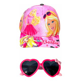 Kit Boné Infantil Barbie E Óculos De Sol Verão Meninas