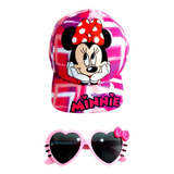 Kit Boné Infantil Minnie E Óculos De Sol Verão Meninas