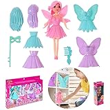 Kit Boneca Bailarina Fada Com Asas Articulada Que Troca De Roupa Com Acessórios Brinquedos Para Menina 3 Anos Presente Dia Das Crianças