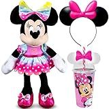 Kit Boneca De Pelúcia Da Minnie Rosa De 40cm Fala Envergonhada - Copo E Tiara Rosa
