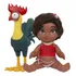 Kit Boneca Moana Linda 36cm + Galo Hei Hei 31cm Pode Molhar