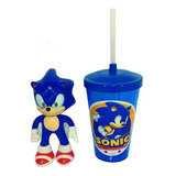 Kit Boneco Sonic Sega 15 CM + Copo Twister Coponudo 480 Ml -Hulk