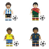 Kit Bonecos Jogadores Futebol Neymar Cristiano Messi Blocos