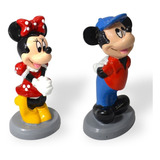 Kit Bonecos Mickey Mouse E Minnie Resina Disney