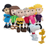 Kit Bonecos Personagens Snoopy 8 Peças Feltro Pelúcia