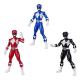 Kit Bonecos Power Rangers Vermelho, Preto E Azul - Hasbro