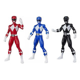 Kit Bonecos Power Rangers Vermelho, Preto E Azul - Hasbro