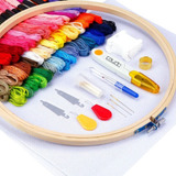 Kit Bordado Bordar Ponto Cruz C Bastidor Linha 82 Itens