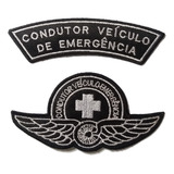 Kit Bordado Brevê Condutor Veiculo Emergência Tarja Braço