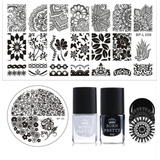Kit Born Pretty 2 Placas 2 Esmaltes Carimbo Transparente