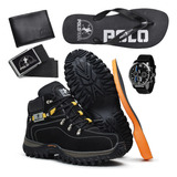 Kit Bota Adventure Relogio Carteira Cinto Chinelo Casual