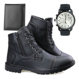 Kit Bota Casual Masculina Neway Carteira E Relógio