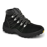 Kit Bota Coturno Casual Masculino Preto Carteira E Relógio