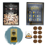 Kit Boteco Bar Porta Copo Quadro Moldura Tampinha Cerveja