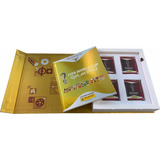 Kit Box Álbum Dourado Caixa E 100 Envelopes De Figurinhas 