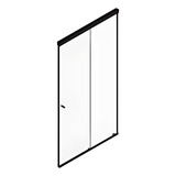 Kit Box Banheiro Reto Quadrado Preto S vidro 1 50x1 90