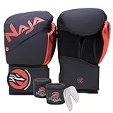 Kit Boxe Muay Thai Naja Extreme Par De Luva Bandagem 3M Protetor Bucal Preto Vermelho 12 OZ